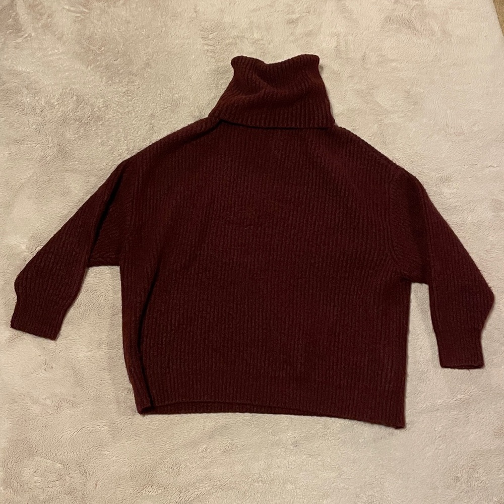 ZARA Burgundy Turtleneck Sweater